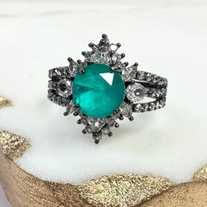 Bomb Party Reign Villain Paraiba Ring Hematite Plating NWT